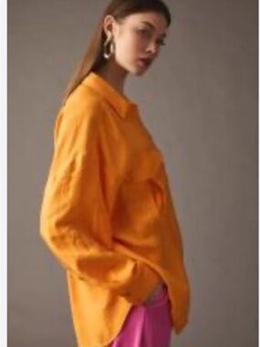 Maeve Orange Oversized Button-Down Shirt NWT